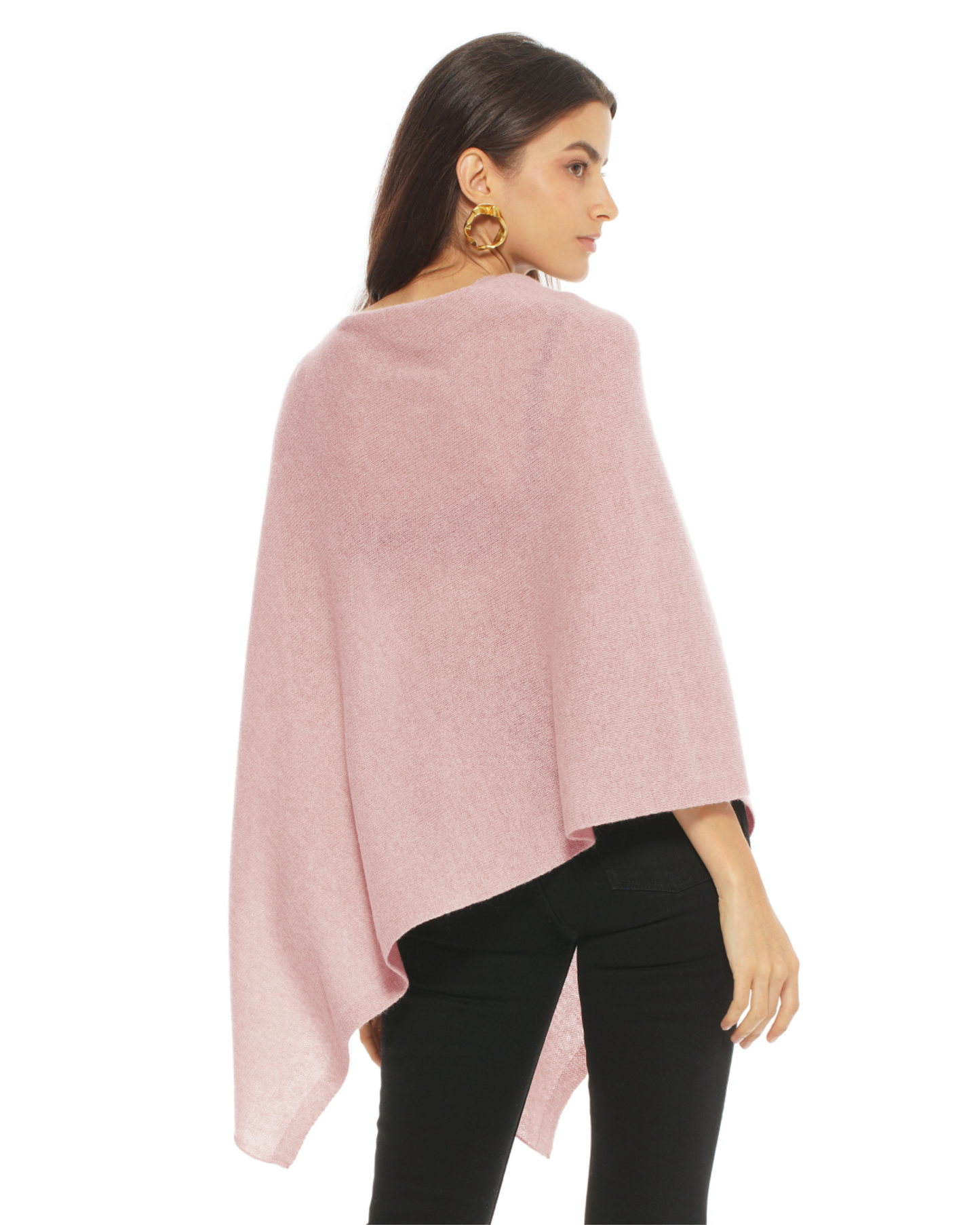 Women's Pure Cashmere Textured Knit Poncho Old Rose