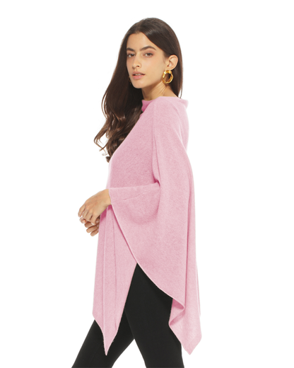 Women's Essential Pure Cashmere Poncho Baby Pink
