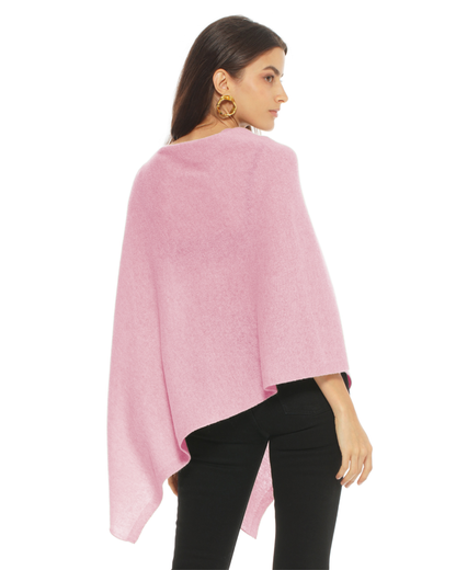 Women's Essential Pure Cashmere Poncho Baby Pink