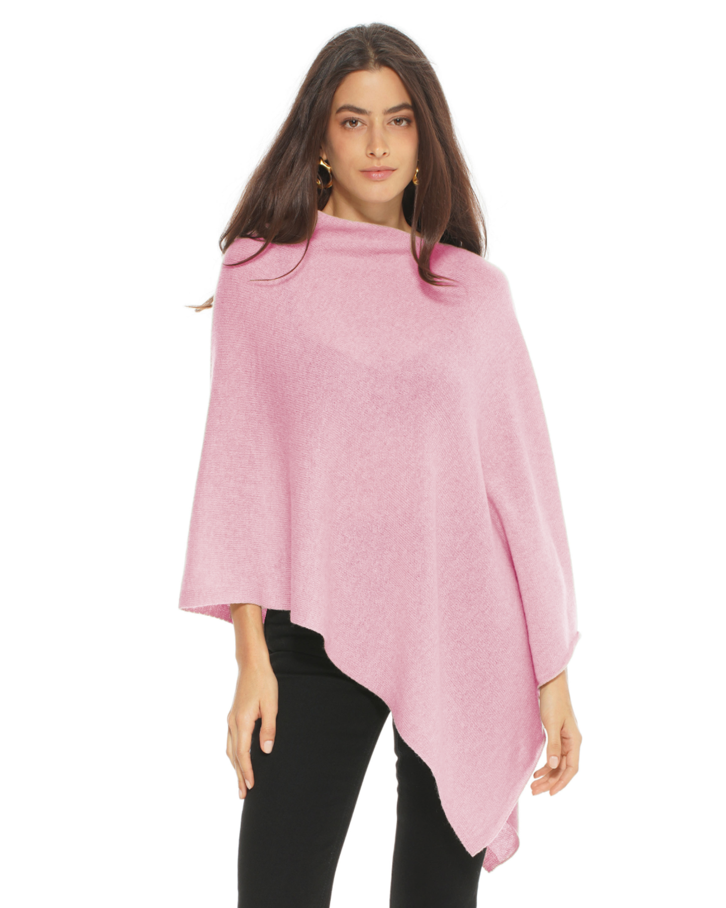 Women's Essential Pure Cashmere Poncho Baby Pink