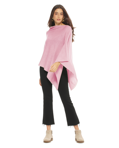 Women's Essential Pure Cashmere Poncho Baby Pink
