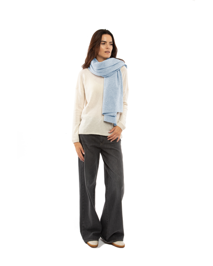 Women's Double Knit Pure Cashmere Cape Baby Blue