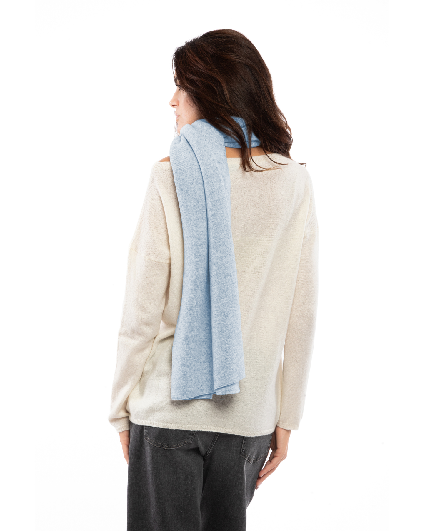 Women's Double Knit Pure Cashmere Cape Baby Blue