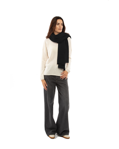 Women's Double Knit Pure Cashmere Cape Black
