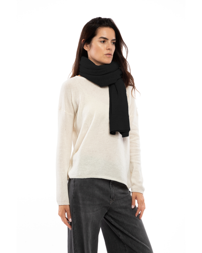 Women's Double Knit Pure Cashmere Cape Black