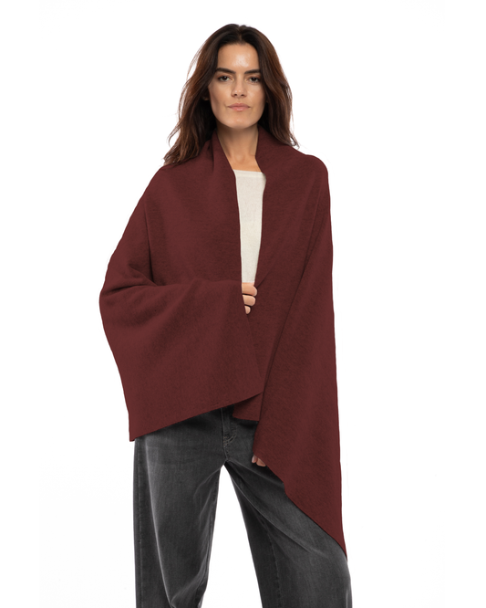 Women's Double Knit Pure Cashmere Cape Bordeaux
