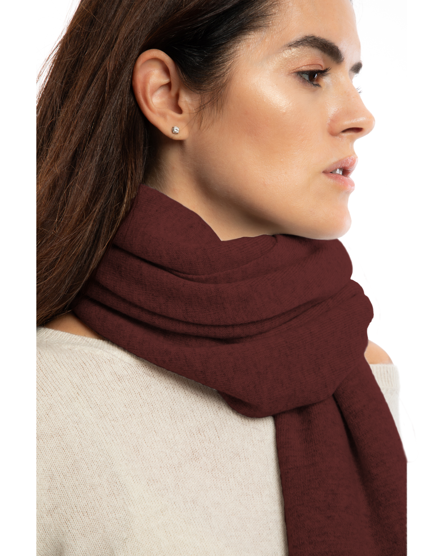 Women's Double Knit Pure Cashmere Cape Bordeaux