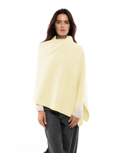 Women's Double Knit Pure Cashmere Cape Butter Yellow