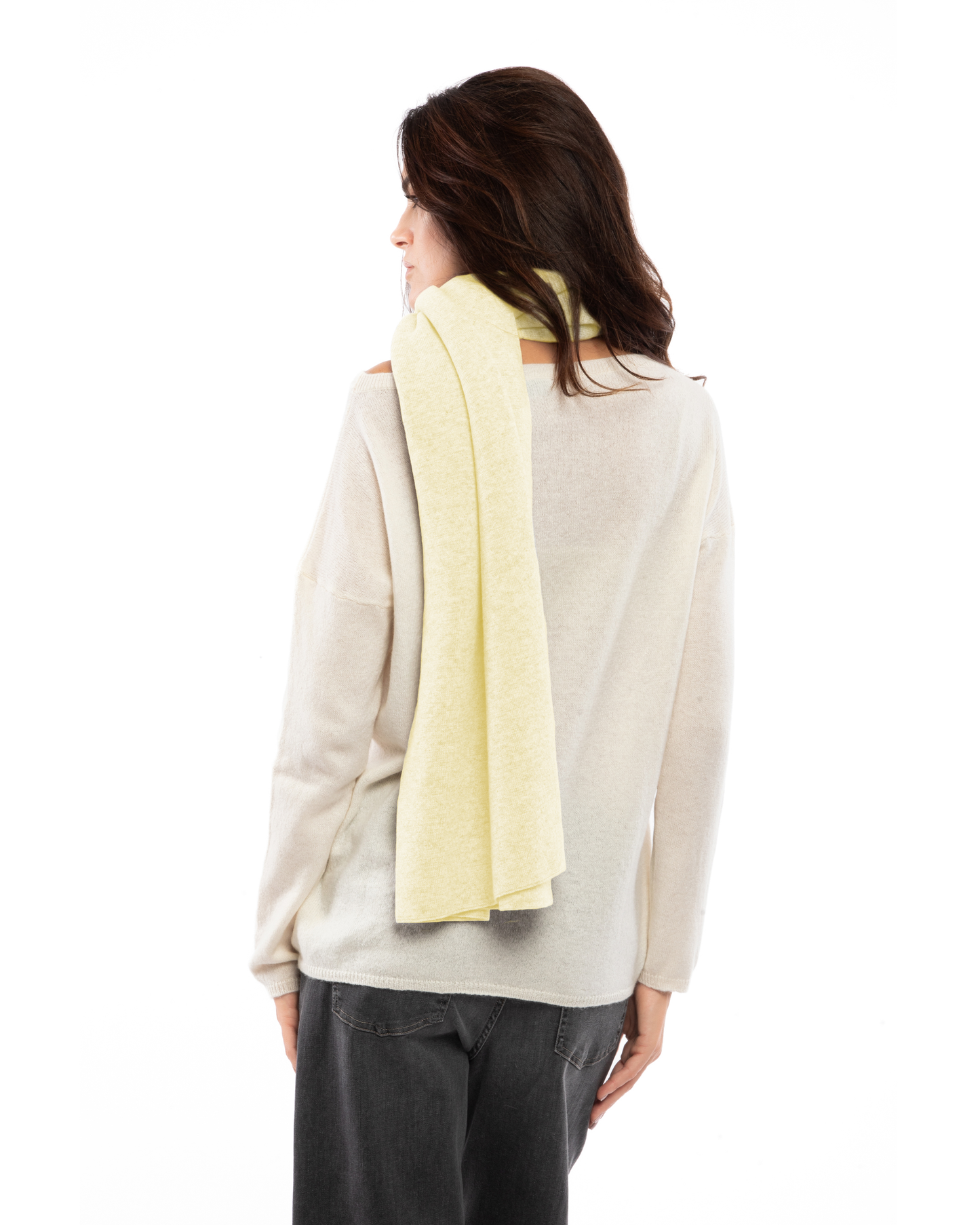Women's Double Knit Pure Cashmere Cape Butter Yellow