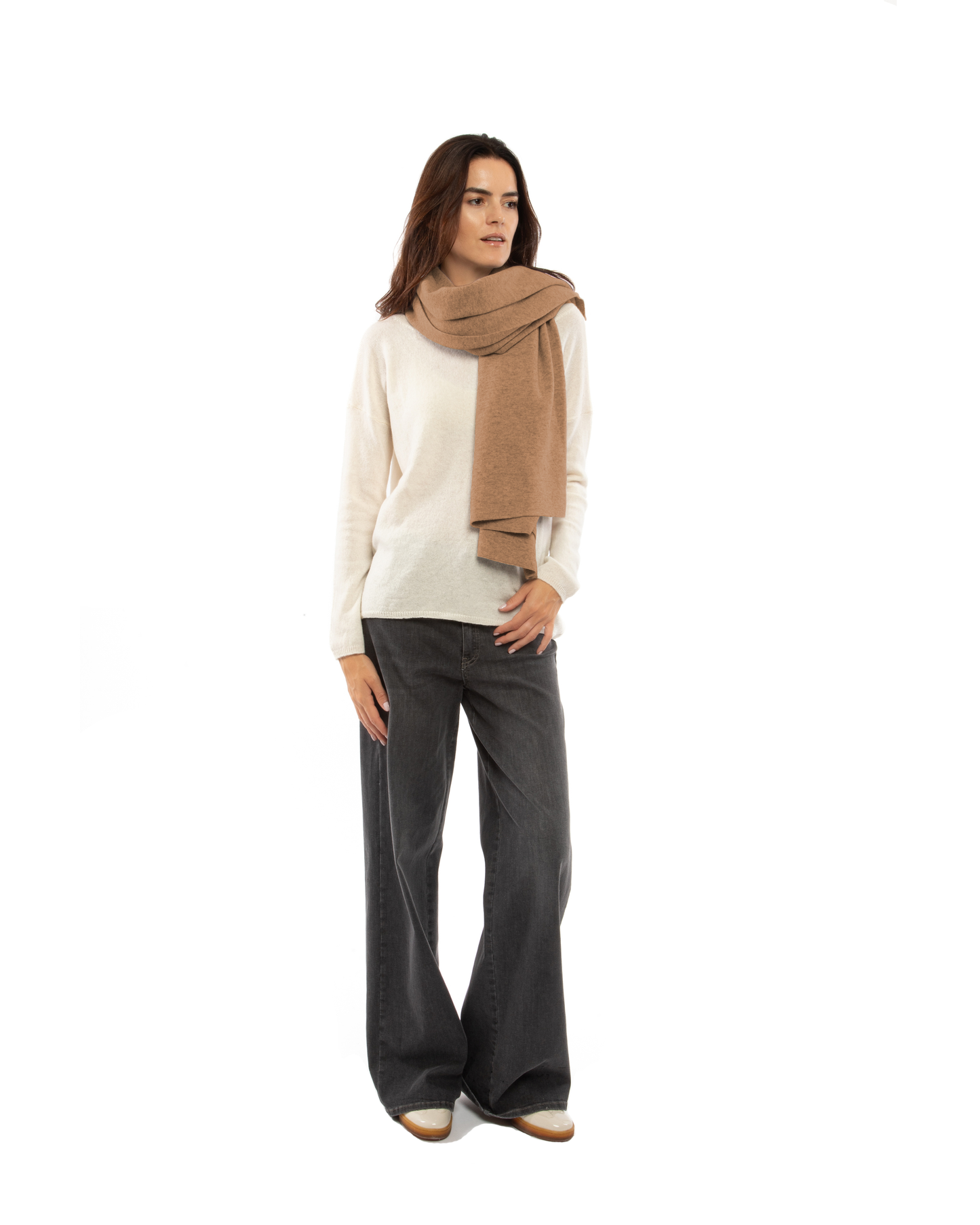 Women's Double Knit Pure Cashmere Cape Camel
