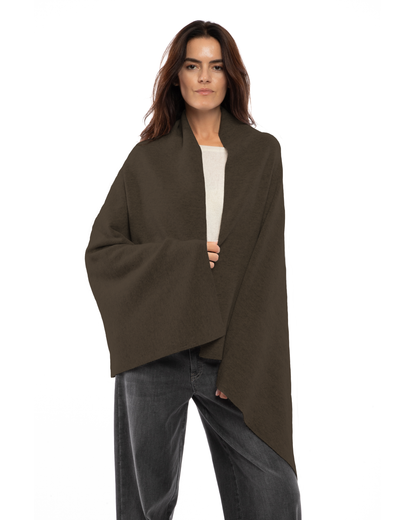 Women's Double Knit Pure Cashmere Cape Coffee