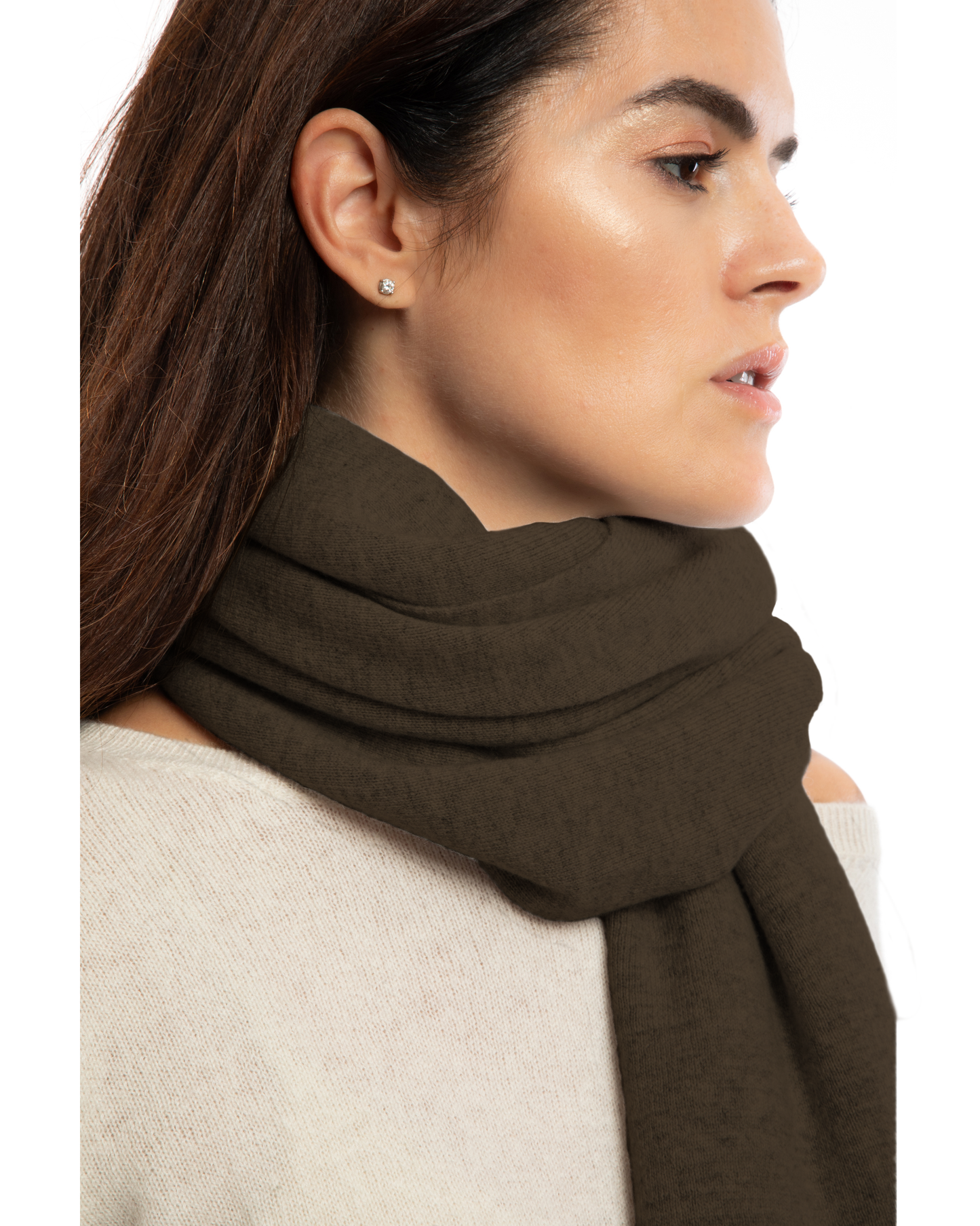 Women's Double Knit Pure Cashmere Cape Coffee