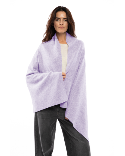 Women's Double Knit Pure Cashmere Cape Lilac
