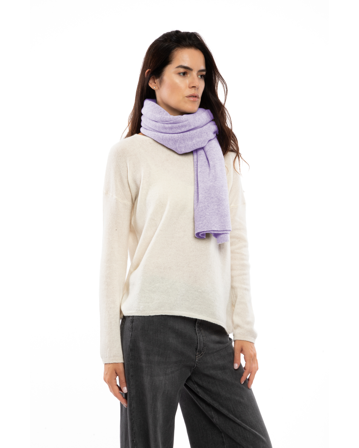 Women's Double Knit Pure Cashmere Cape Lilac