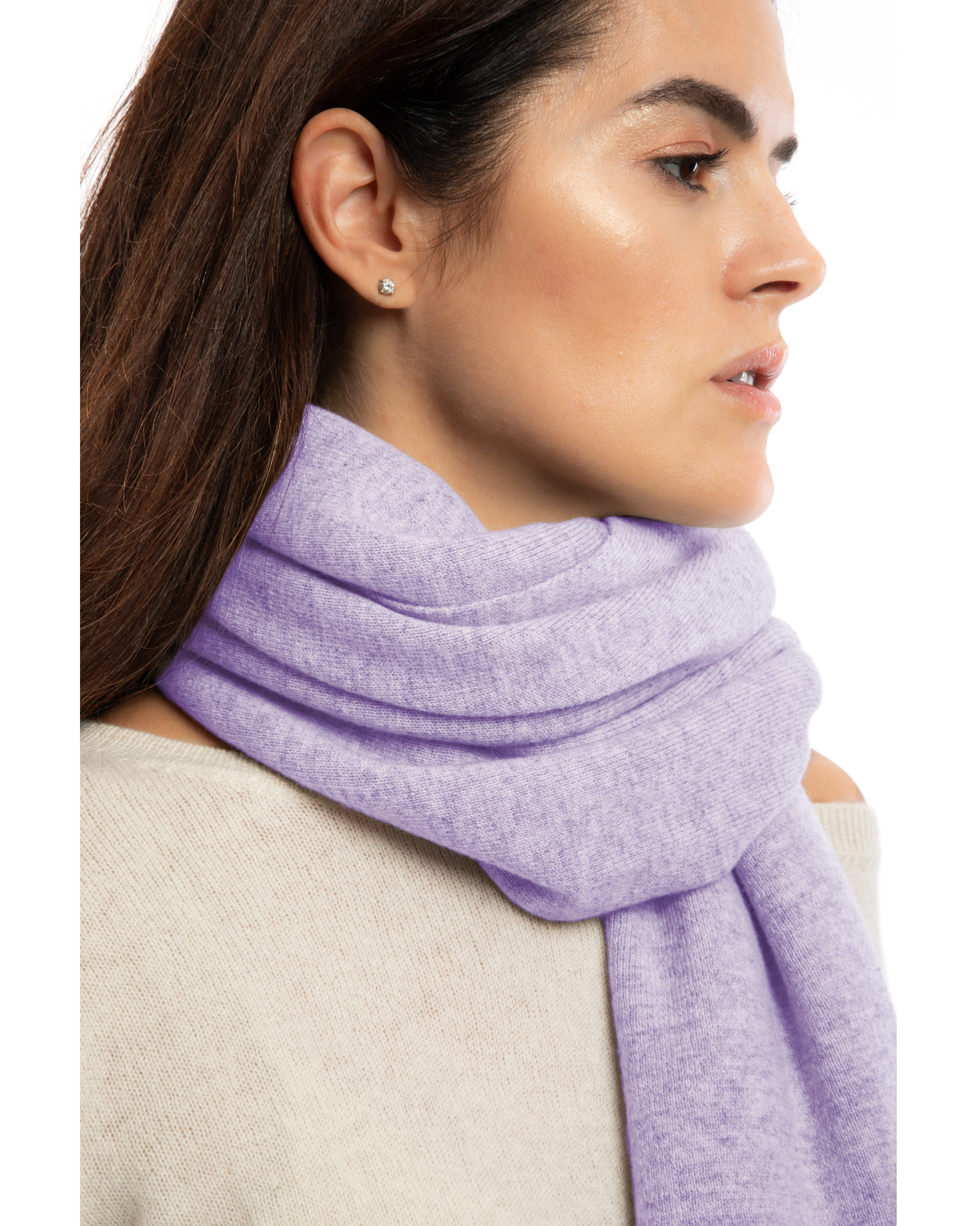 Women's Double Knit Pure Cashmere Cape Lilac