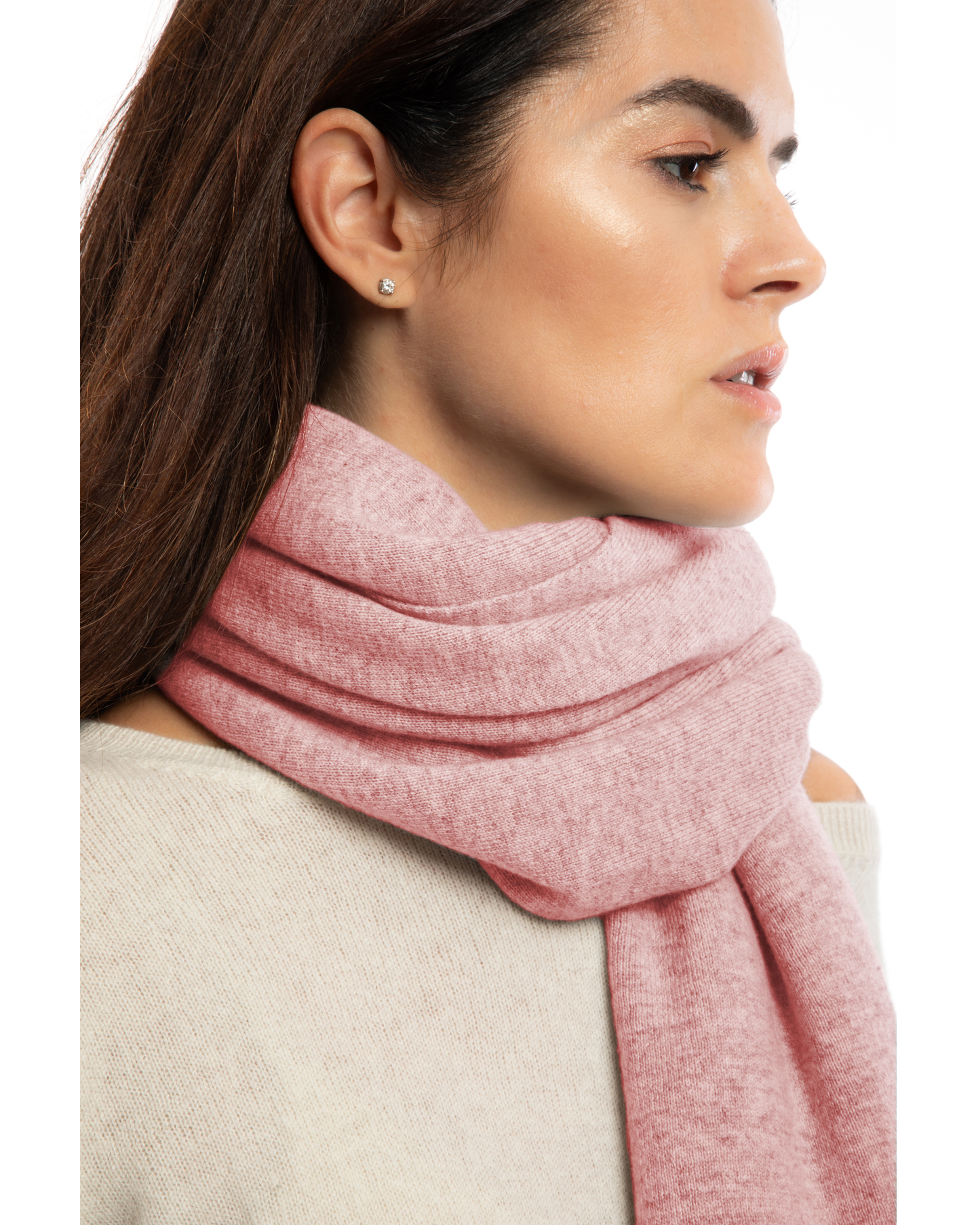 Women's Double-Knit Pure Cashmere Cape Wrap Old Rose