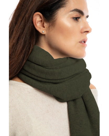 Women's Double-Knit Pure Cashmere Cape Wrap Olive Green
