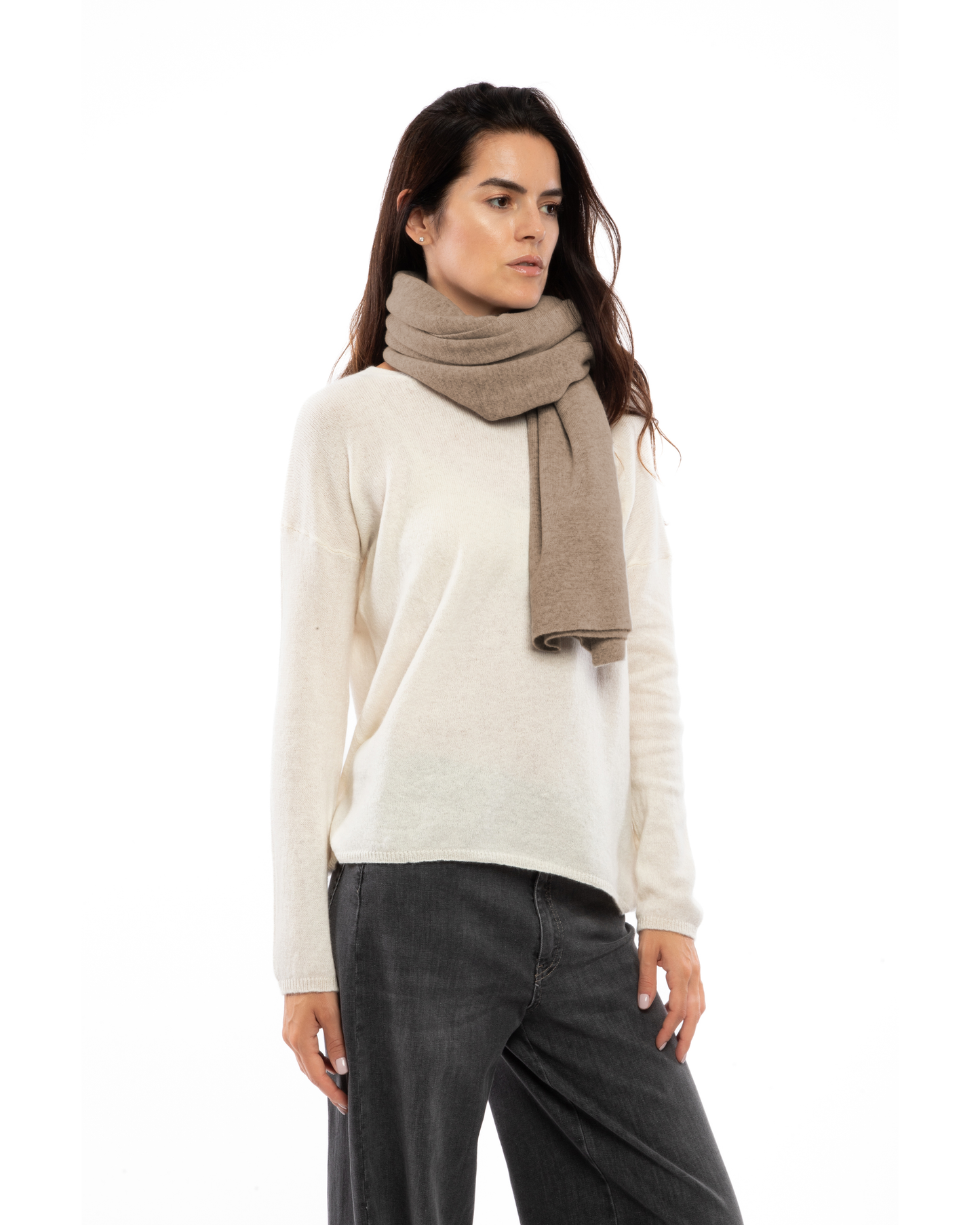 Women's Double Knit Pure Cashmere Cape Taupe