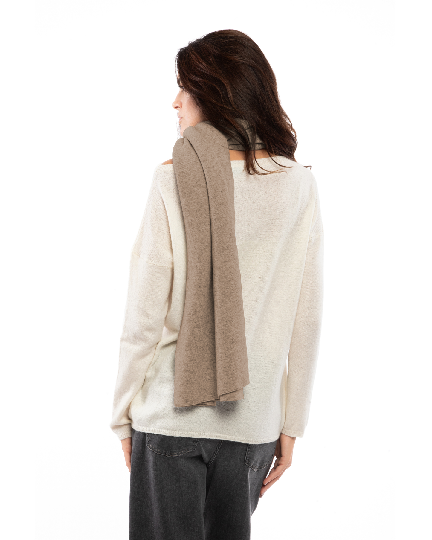 Women's Double Knit Pure Cashmere Cape Taupe