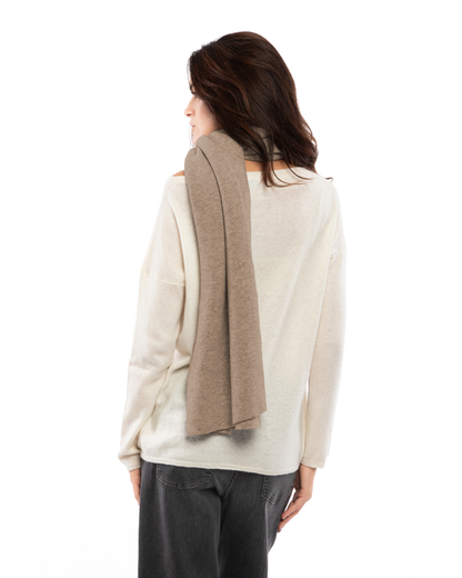 Women's Double Knit Pure Cashmere Cape Taupe