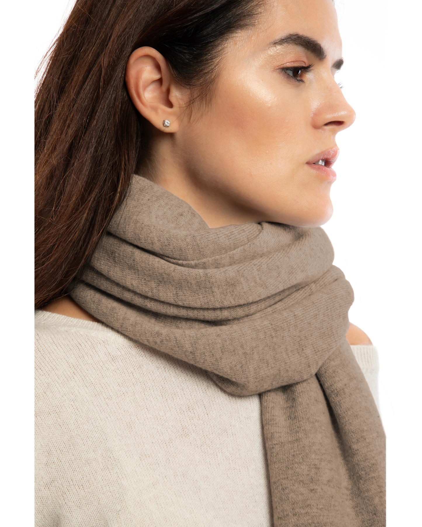 Women's Double Knit Pure Cashmere Cape Taupe