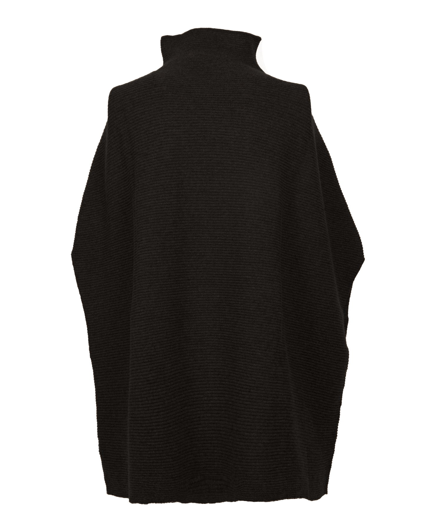Women's Pure Cashmere Funnel Neck Poncho Black