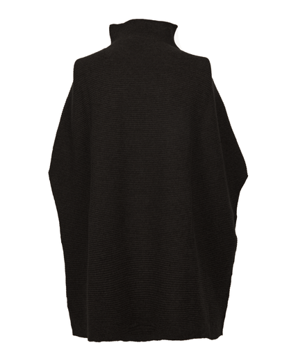 Women's Pure Cashmere Funnel Neck Poncho Black