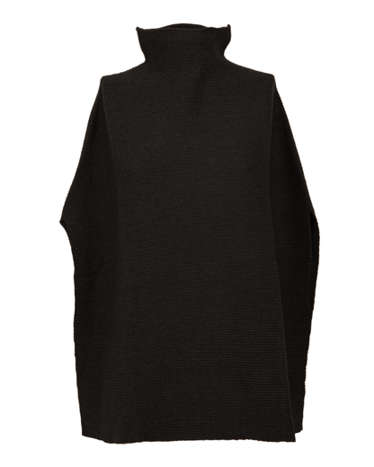 Women's Pure Cashmere Funnel Neck Poncho Black