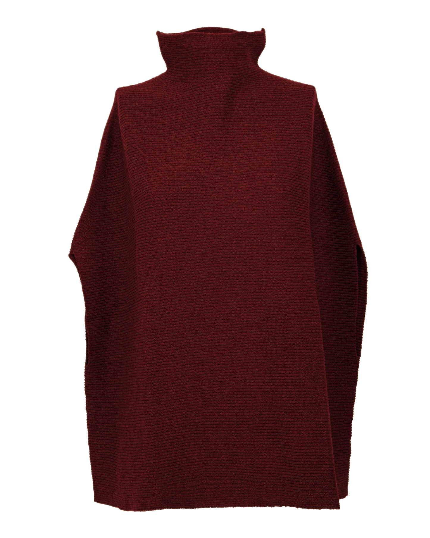 Women's Pure Cashmere Funnel Neck Poncho Bordeaux