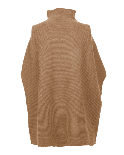 Women's Pure Cashmere Funnel Neck Poncho Camel