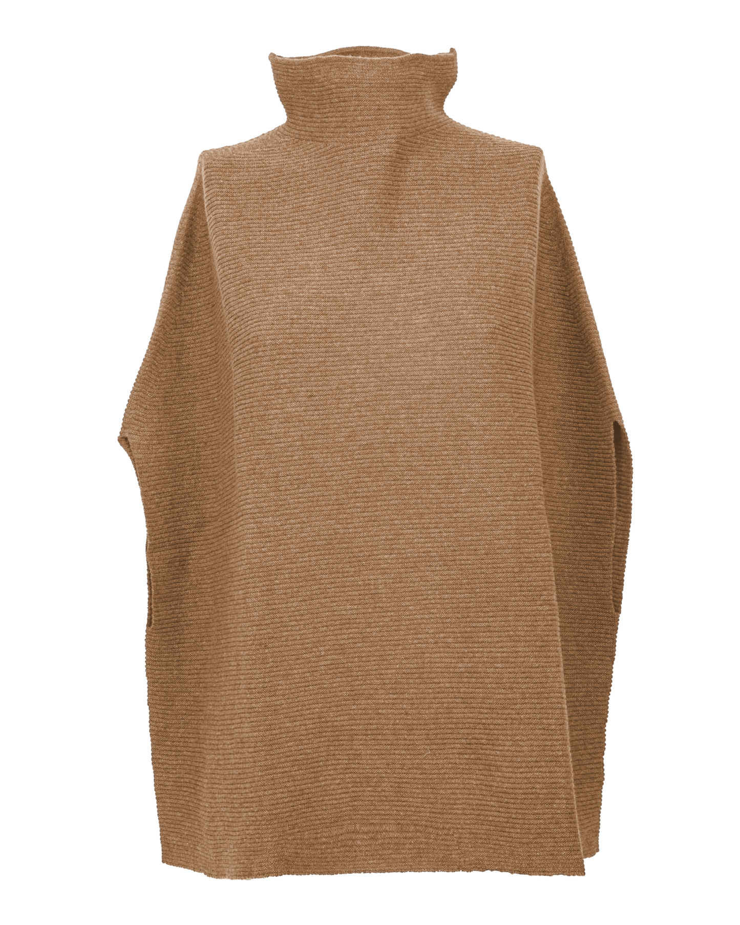 Women's Pure Cashmere Funnel Neck Poncho Camel