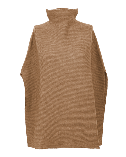 Women's Pure Cashmere Funnel Neck Poncho Camel