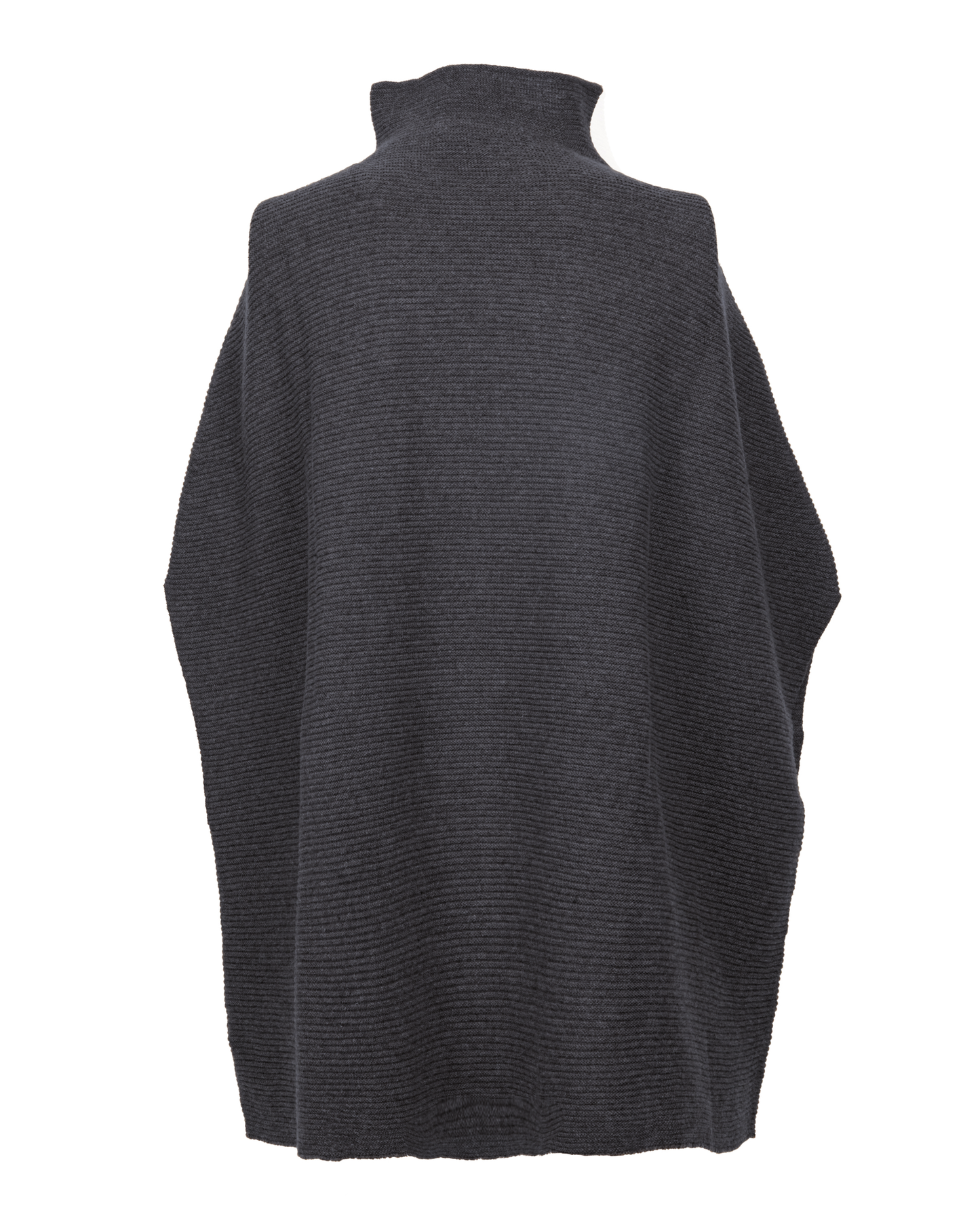 Women's Pure Cashmere Funnel Neck Poncho Charcoal