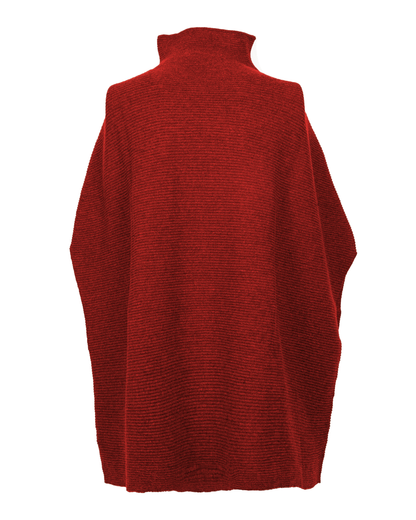 Women's Pure Cashmere Funnel Neck Poncho Chianti