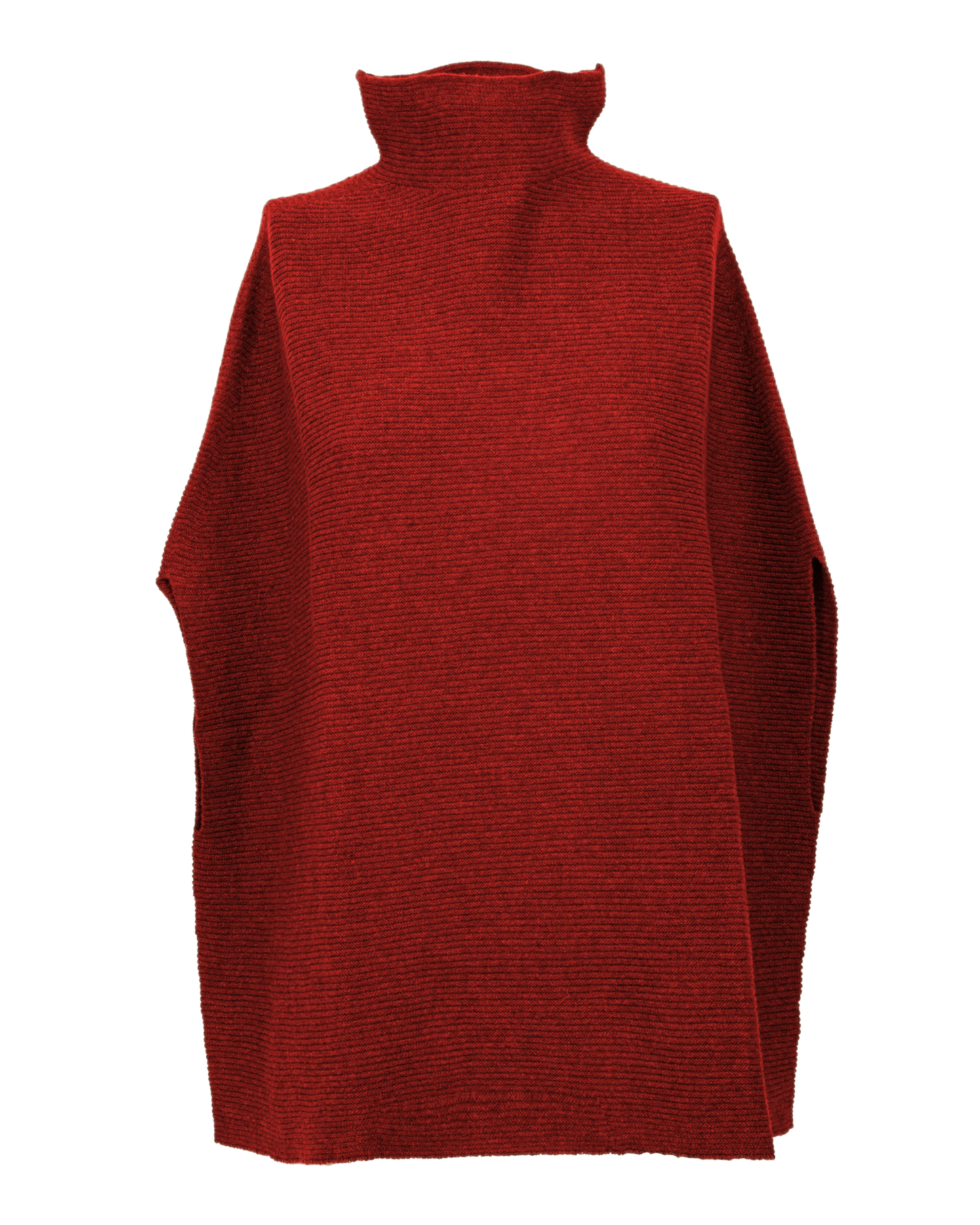 Women's Pure Cashmere Funnel Neck Poncho Chianti