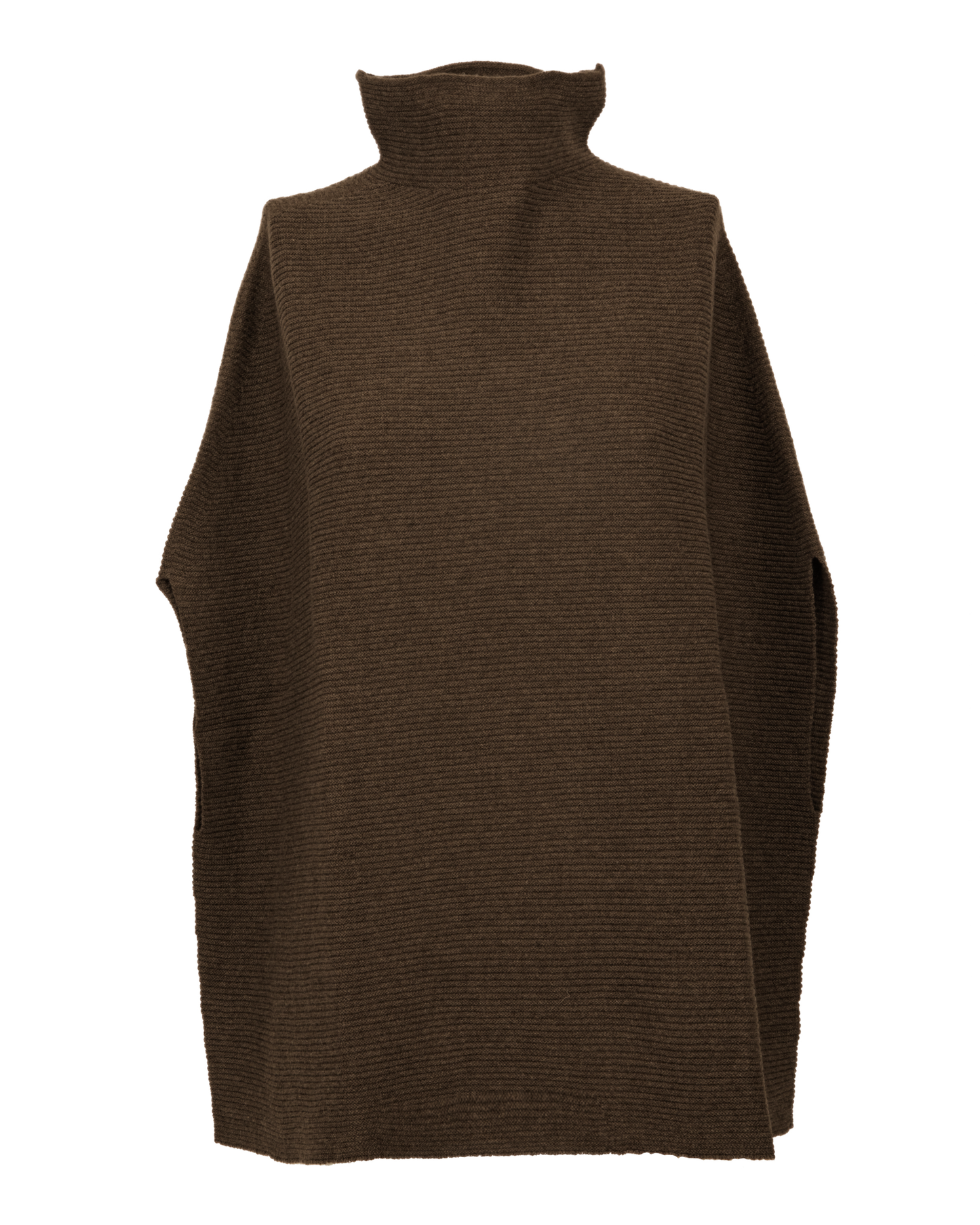 Women's Pure Cashmere Funnel Neck Poncho Coffee