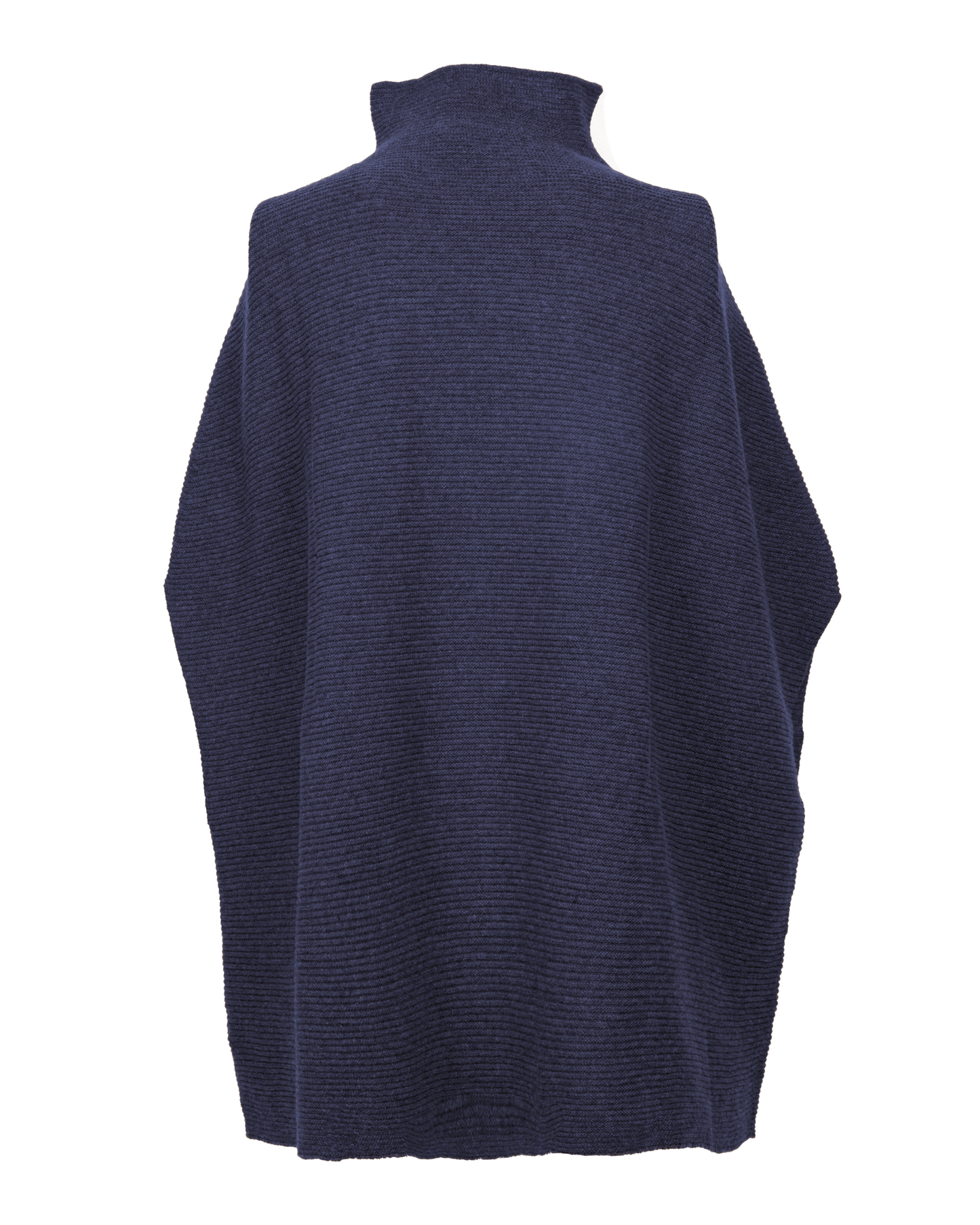 Women's Pure Cashmere Funnel Neck Poncho Melange Blue