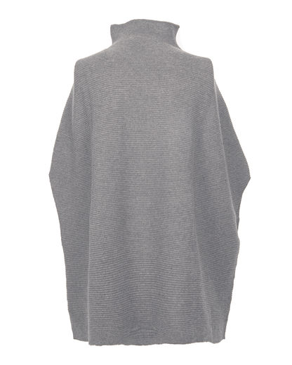 Women's Pure Cashmere Funnel Neck Poncho Melange Gray