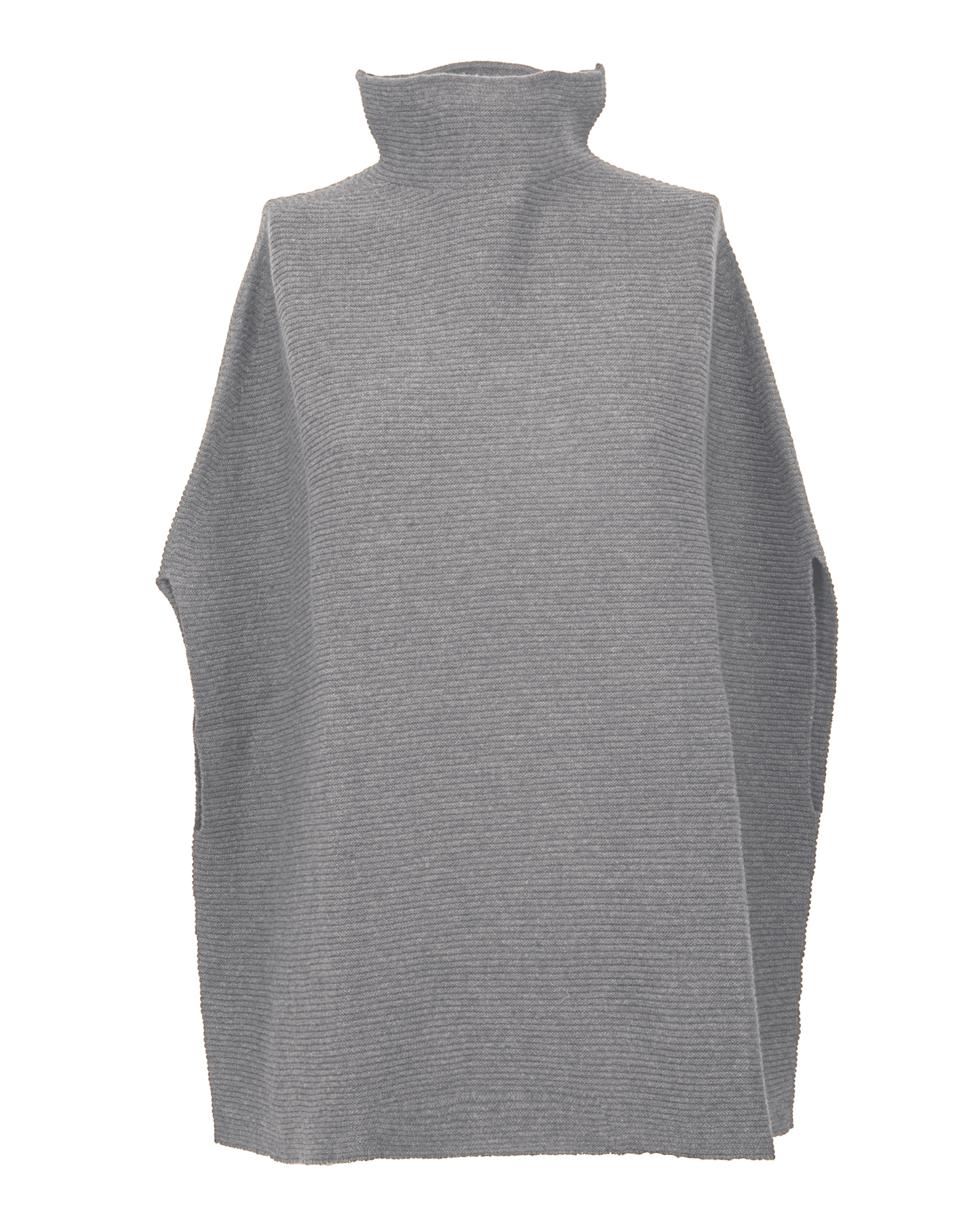 Women's Pure Cashmere Funnel Neck Poncho Melange Gray