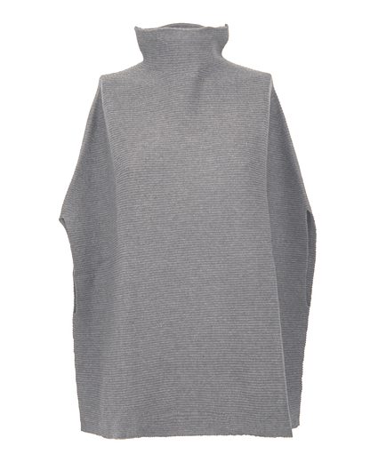 Women's Pure Cashmere Funnel Neck Poncho Melange Gray