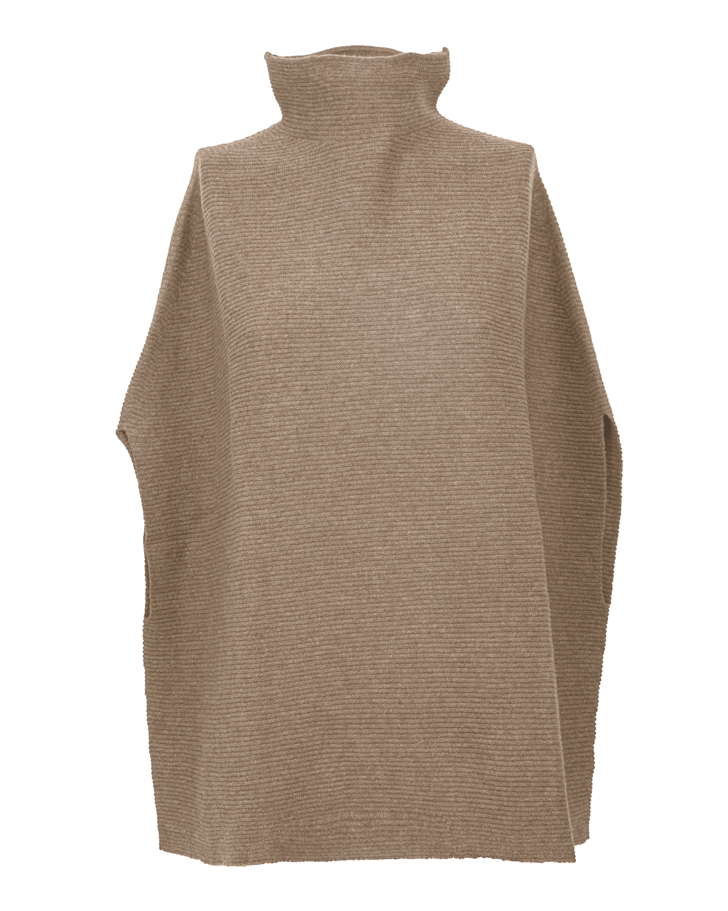 Women's Pure Cashmere Funnel Neck Poncho Taupe