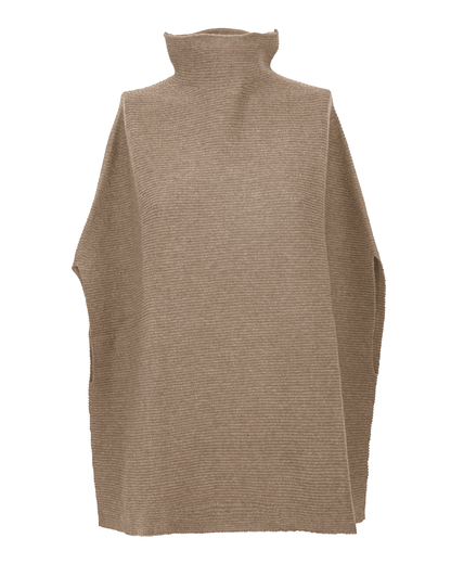 Women's Pure Cashmere Funnel Neck Poncho Taupe