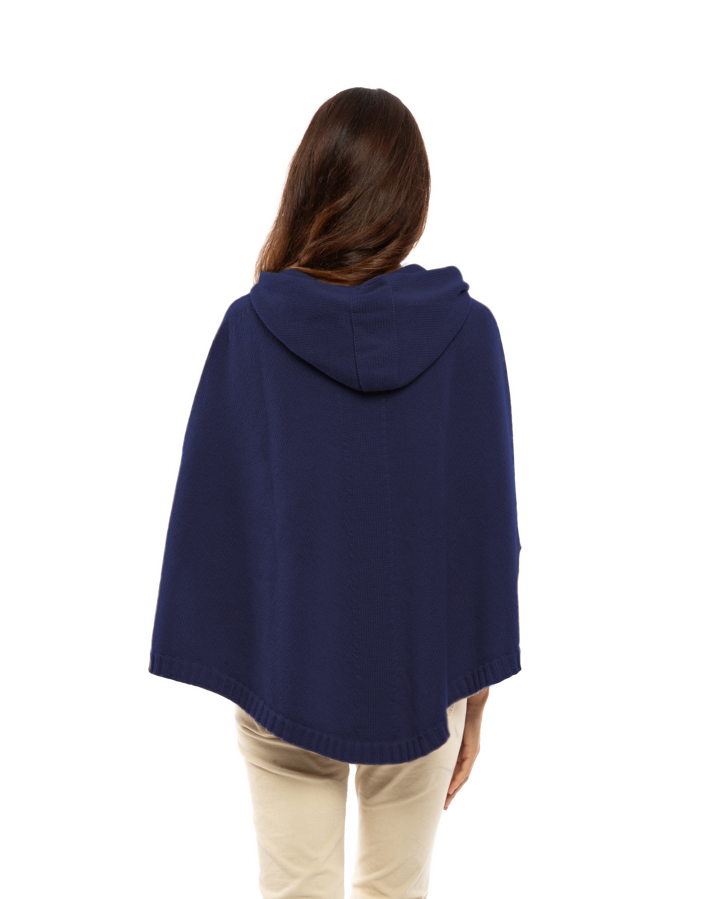 Women's Pure Cashmere Hooded Poncho Blue