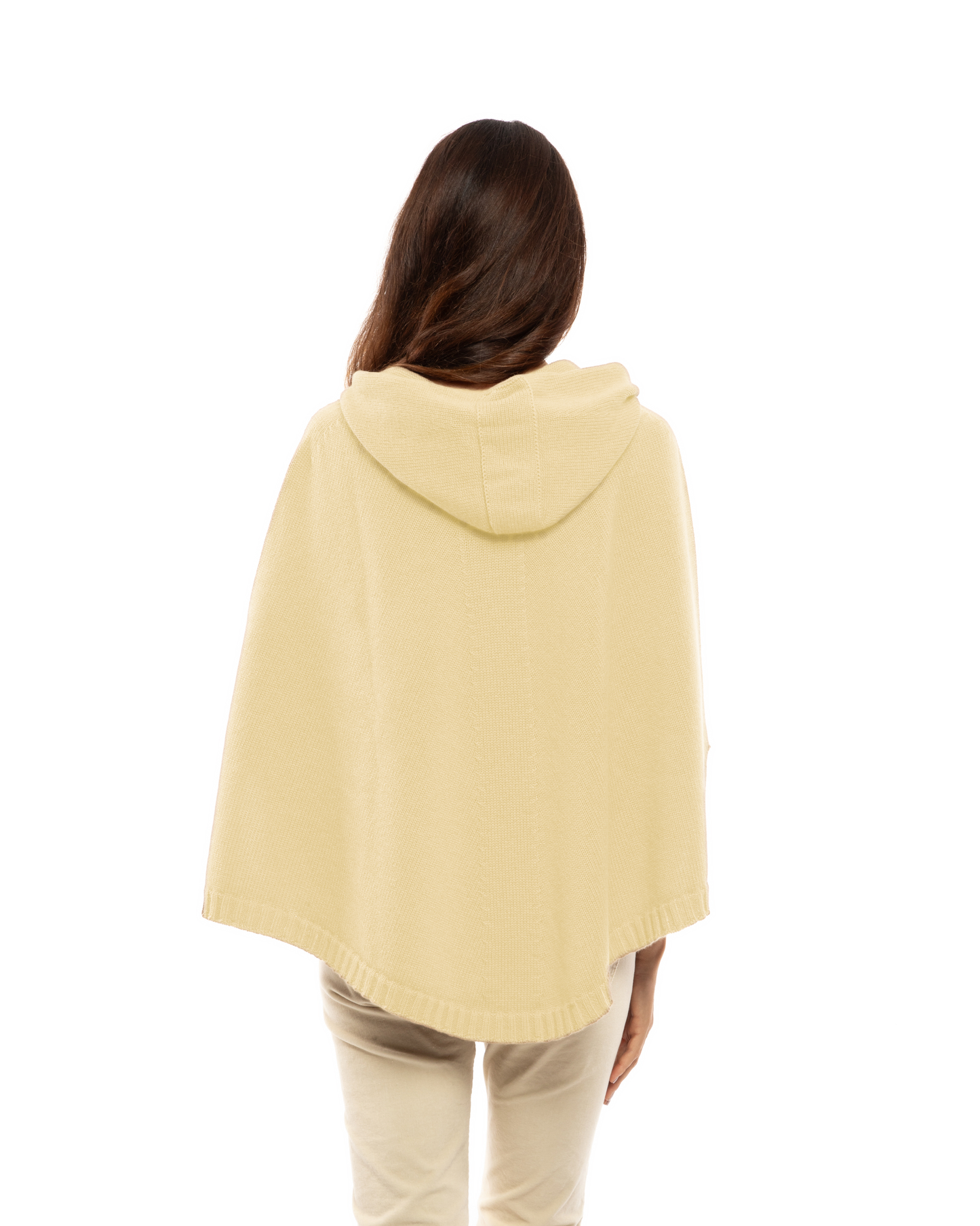 Women's Pure Cashmere Hooded Poncho Butter Yellow