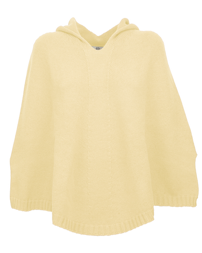 Women's Pure Cashmere Hooded Poncho Butter Yellow