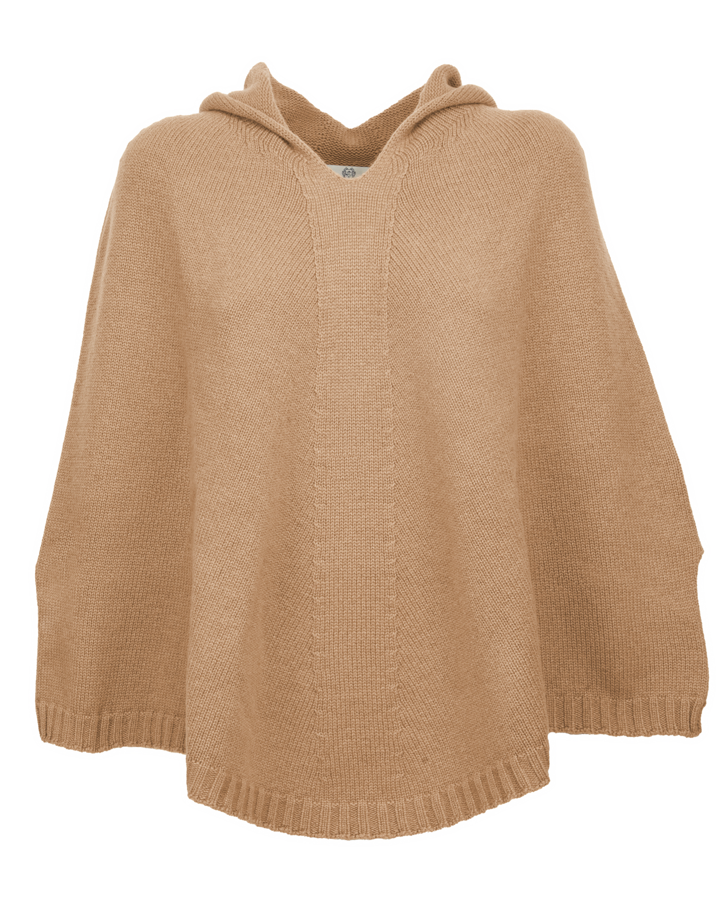 Women's Pure Cashmere Hooded Poncho Camel