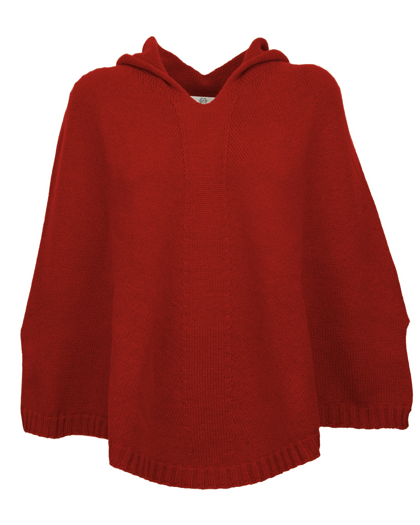 Women's Pure Cashmere Hooded Poncho Chianti