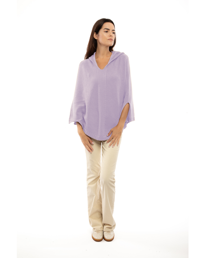 Women's Pure Cashmere Hooded Poncho Lilac