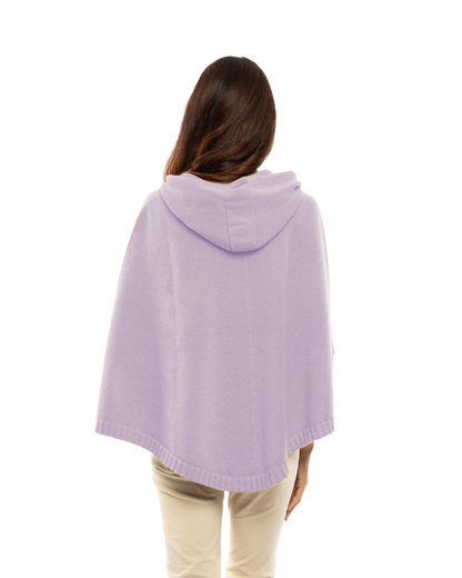 Women's Pure Cashmere Hooded Poncho Lilac