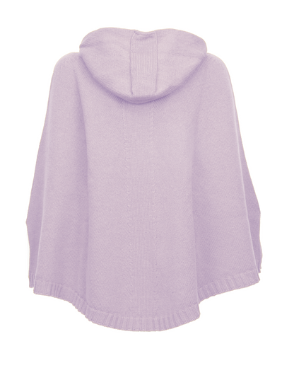 Women's Pure Cashmere Hooded Poncho Lilac
